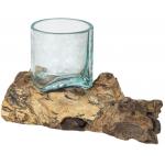 Decowood Glass H Round 10x10 cm ronde glazen vaas op boomstronk S decoratie